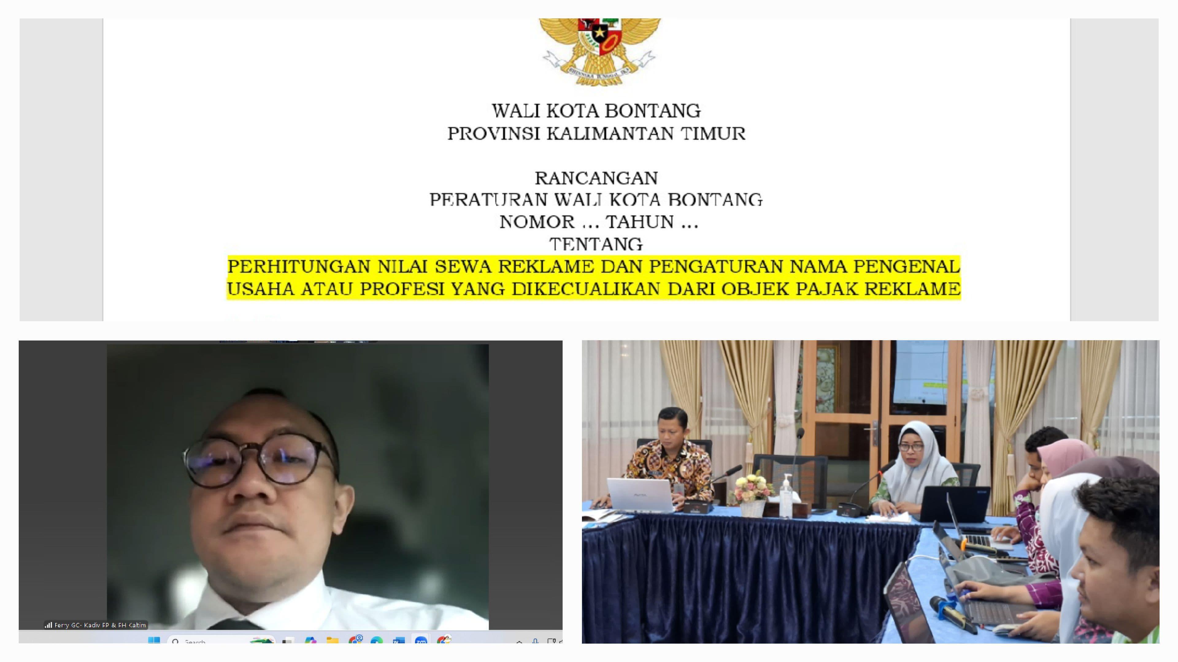 Kanwil Kemenkum Kaltim Gelar Rapat Harmonisasi 3 (Tiga) Raperwali Kota Bontang