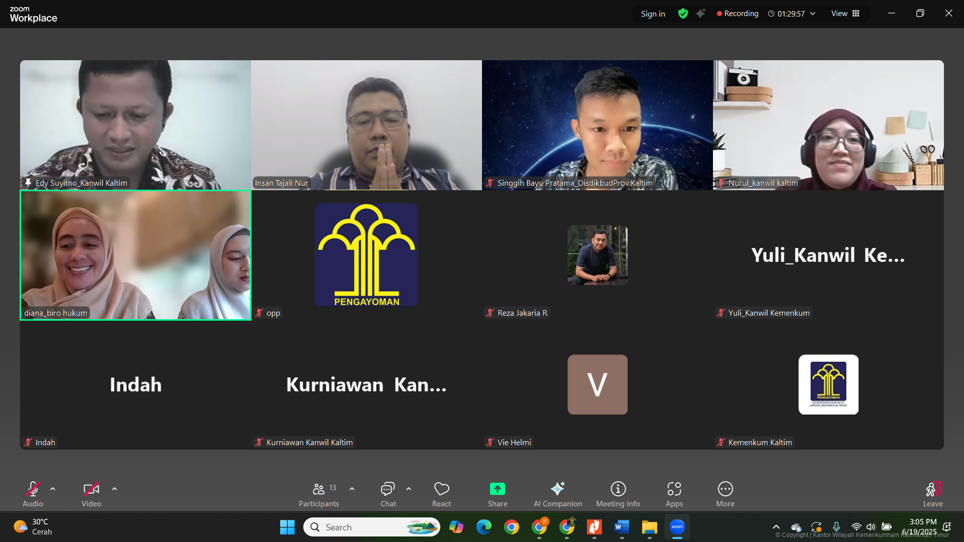 Kanwil Kemenkum Kaltim Gelar Rapat Harmonisasi Raperda Kalimantan Timur