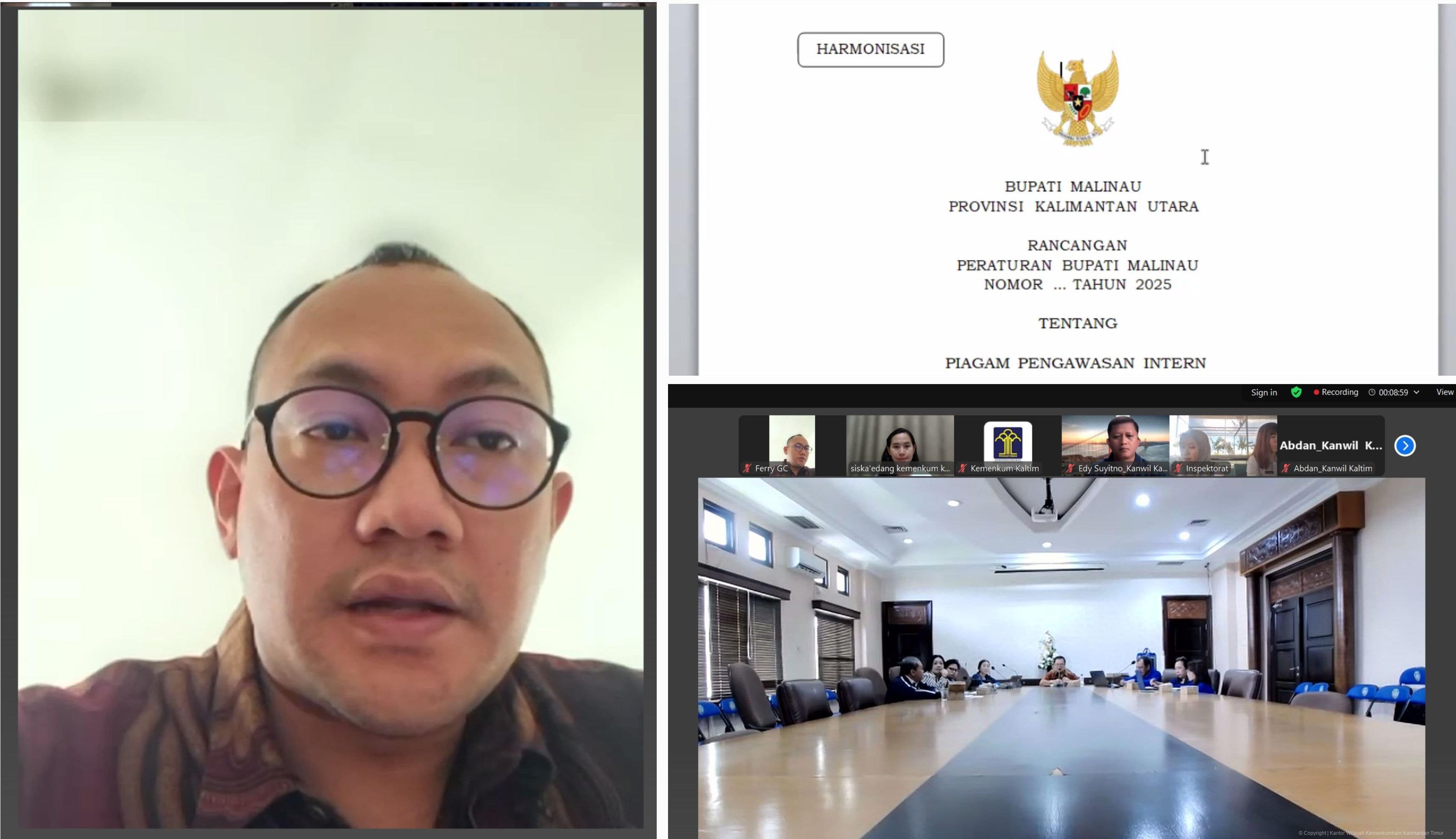 Kanwil Kemenkum Kaltim Gelar Rapat Harmonisasi Bahas Dua Rancangan Peraturan Bupati Malinau
