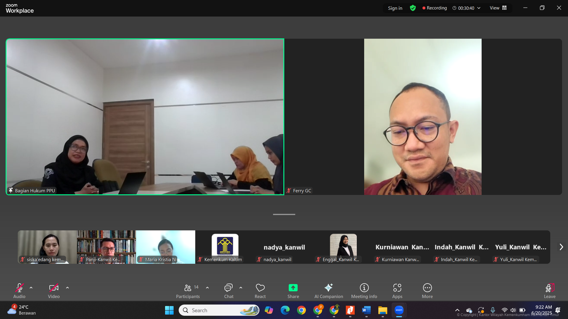 Kanwil Kemenkum Kaltim Gelar Rapat Harmonisasi Bahas Rancangan Perbup PPU tentang Standar Harga Satuan Daerah Tahun 2026