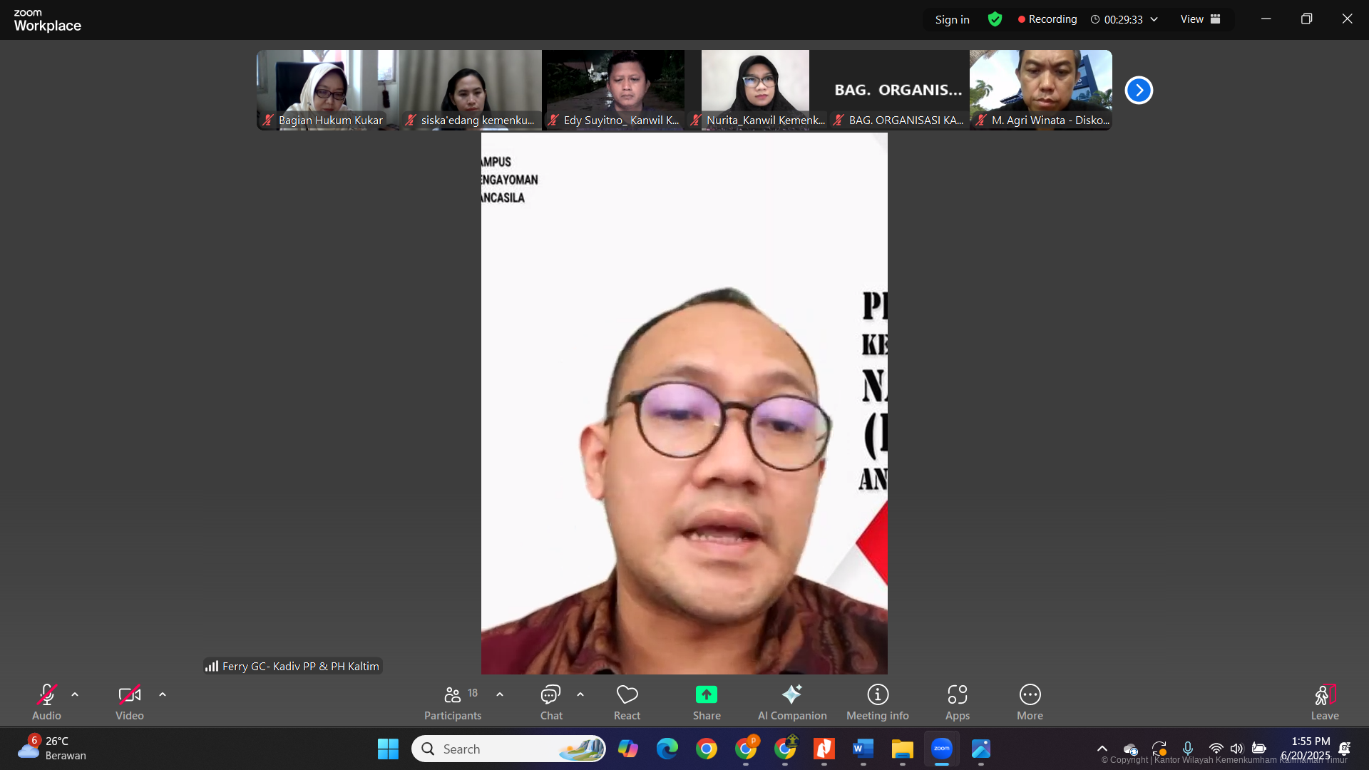 Kanwil Kemenkum Kaltim Fasilitasi Rapat Harmonisasi Raperbup Kutai Kartanegara tentang Layanan Nomor Tunggal Panggilan Darurat